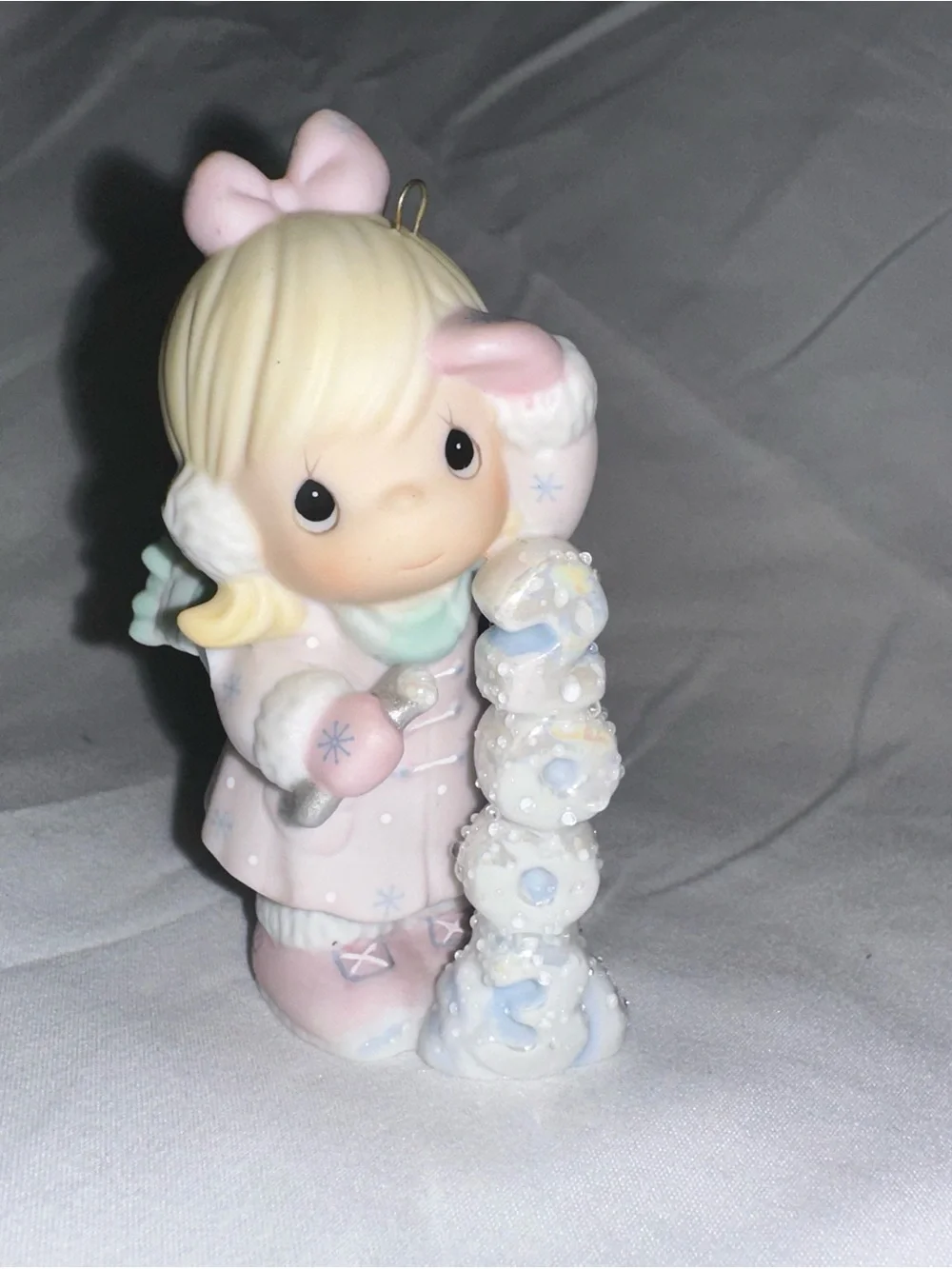Precious Moments giro building snowman Christmas ornament 112840